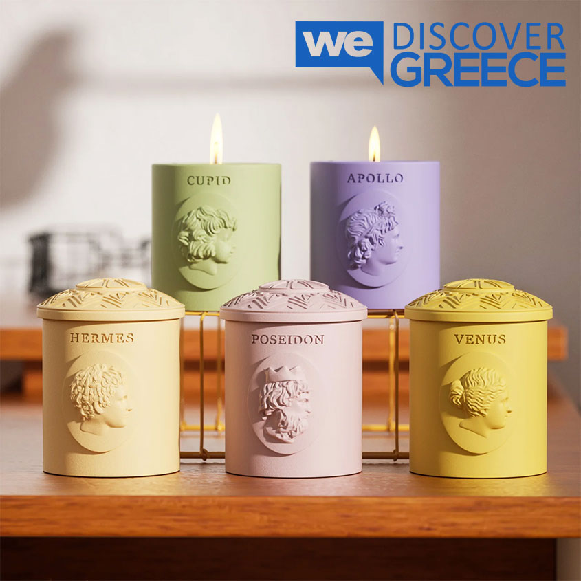 Scented Candle Jar Inspired by Greek Mythology