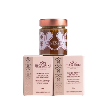 Mouriki Royal Honey – Eichenhonig mit Bienenpollen und Gelée Royale | 180 g rohes griechisches Superfood, reich an Mangan und Kalium, laborgeprüfte Unterstützung des Immunsystems