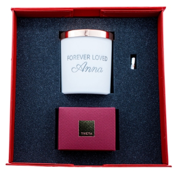 Luxurious Vegan Candle with Rose Fragrance - Valentine's Gift Set Handcrafted vegan candle made from olive oil wax with eternal rose fragrance, part of elenianna's Valentine's gift set