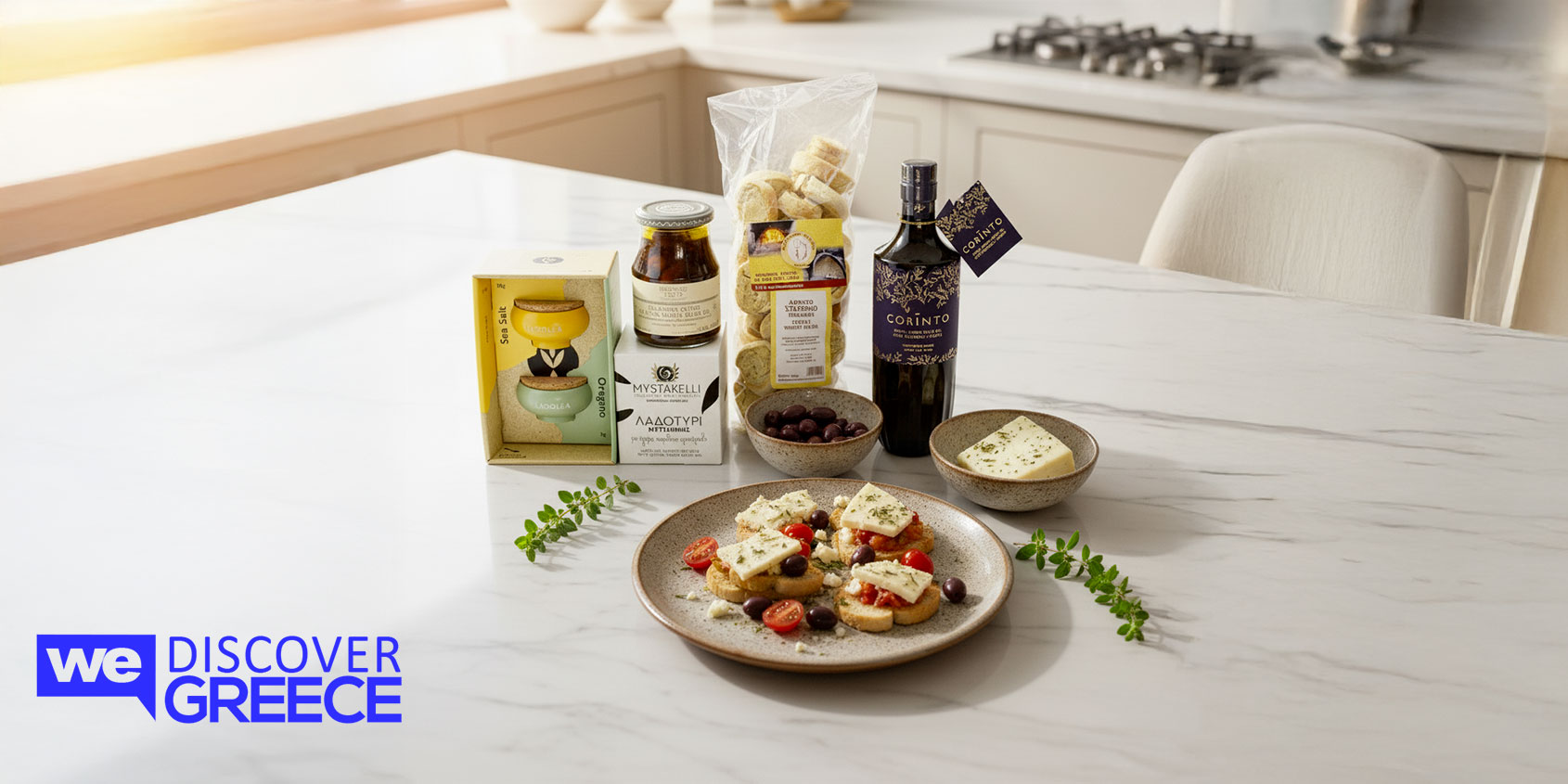 Griechischer Luxus-Geschenkkorb mit handwerklich hergestelltem Olivenöl, Honig und Gourmet-Leckereien in einer hochwertigen Präsentationsbox