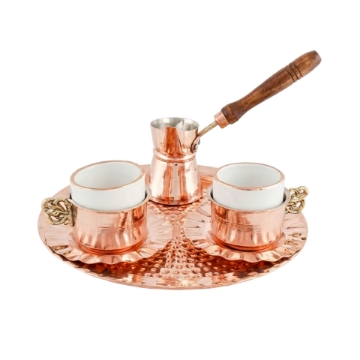 Authentische, mit Zinn ausgekleidete Briki mit Messinggriff, luxuriöses, handgefertigtes griechisches Geschenk für Kaffeeliebhaber, 100 % massives Kupfer