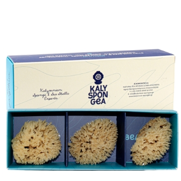 Kalyspongea Natur-Gesichtsschwamm-Set – Bio & Hypoallergen | 3-teilig, nachhaltig geerntet auf Kalymnos, Griechenland, antibakterielle Tiefenreinigung für empfindliche Haut