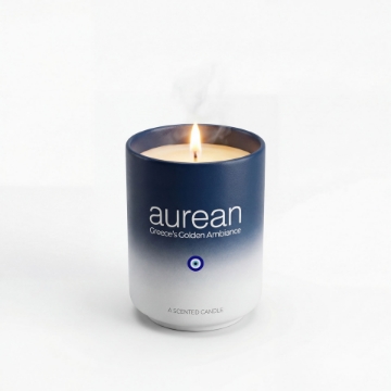 Aurean Golden Gaia Luxus-Duftkerze – Schwarze Feige & Rauchiger Vetiver 160 g | Handgefertigtes Keramikgefäß im Ombré-Stil, griechische Handwerkskunst