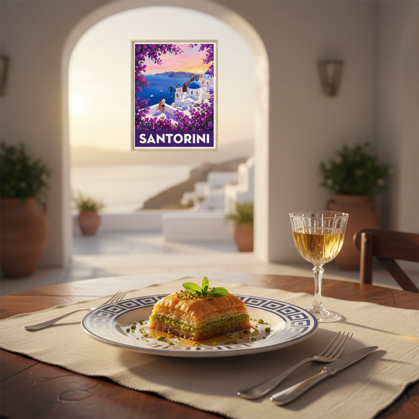Griechische Landschaftskunstdrucke: Eine Symphonie für die Sinne und die perfekte Kulisse für Ihre Gourmet-Erlebnisse