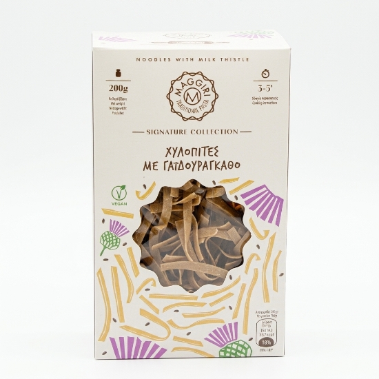 Maggiri Hylopites with Milk Thistle - Traditional Cretan Flat Ribbon Noodles, 200g | High-Fibre Vegan Pasta with Wild Cretan...