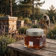Theτα Greek Pine Honey with Lavender Essence - Dense Floral Texture on a clean ecommerce background