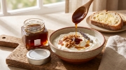 Theτα Greek Pine Honey with Lavender Essence - Dense Floral Texture on a clean ecommerce background